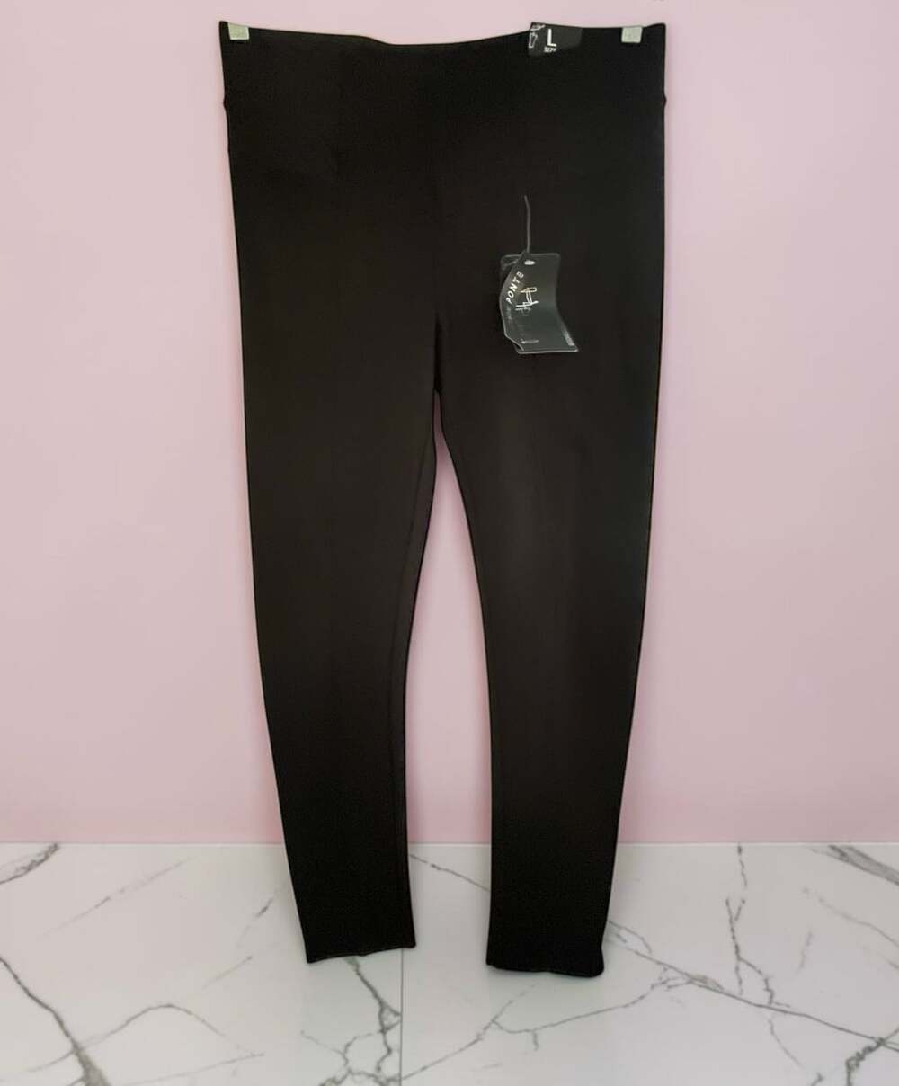 Boom Boom Jeans Quilted Ponte Leggings Size L Black High Waist Pants